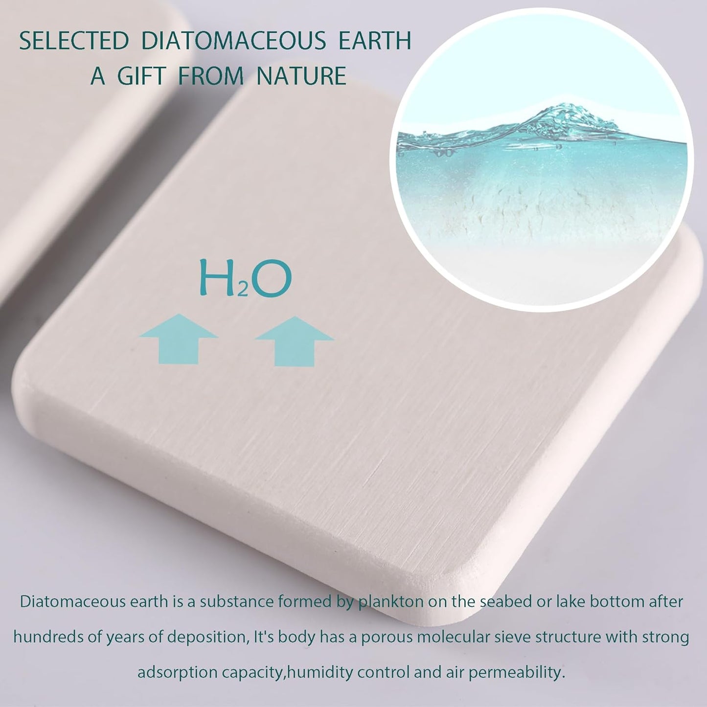 Set of 4 Water Absorbent Diatomite Coasters, Diatomaceous Earth Kitchen Soap Dish, Bathroom Trays, Water Absorbing Stone Used for Hand Soaps & Plants & Toiletries in The Modern Home