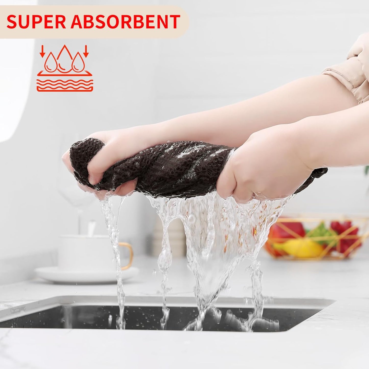 Homaxy 100% Cotton Waffle Weave Kitchen Dish Cloths, Ultra Soft Absorbent Quick Drying Dish Towels, 12 x 12 Inches, 8-Pack, Dark Brown