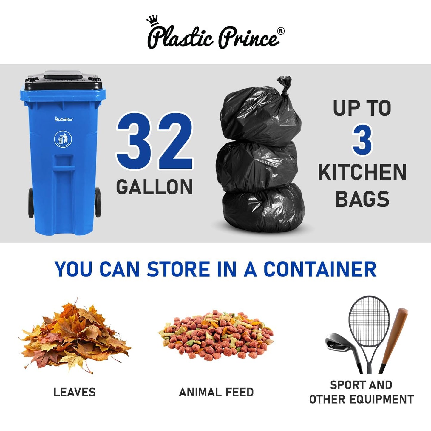 32 Gallon Trash Can with Wheels Outdoor Recycling Bin with Lid and Wheels Heavy Duty Rolling Garbage Can Commercial Wheeled Garbage Can for Home Garage Office, Set of Blue and Gray