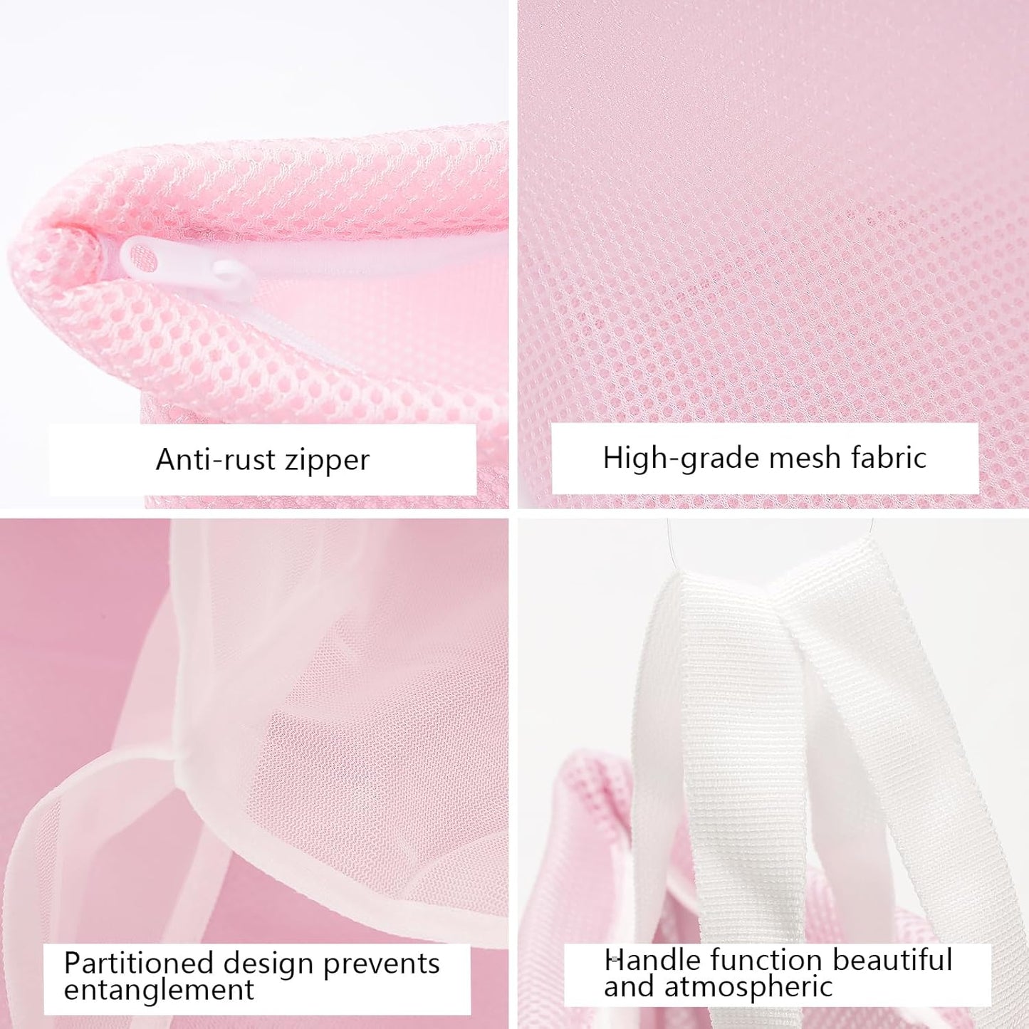 2 Pcs Special Zoning laundry bag for delicates with handles mesh laundry bags washing machine laundry totes travel storage and sorting bag (Pink2)