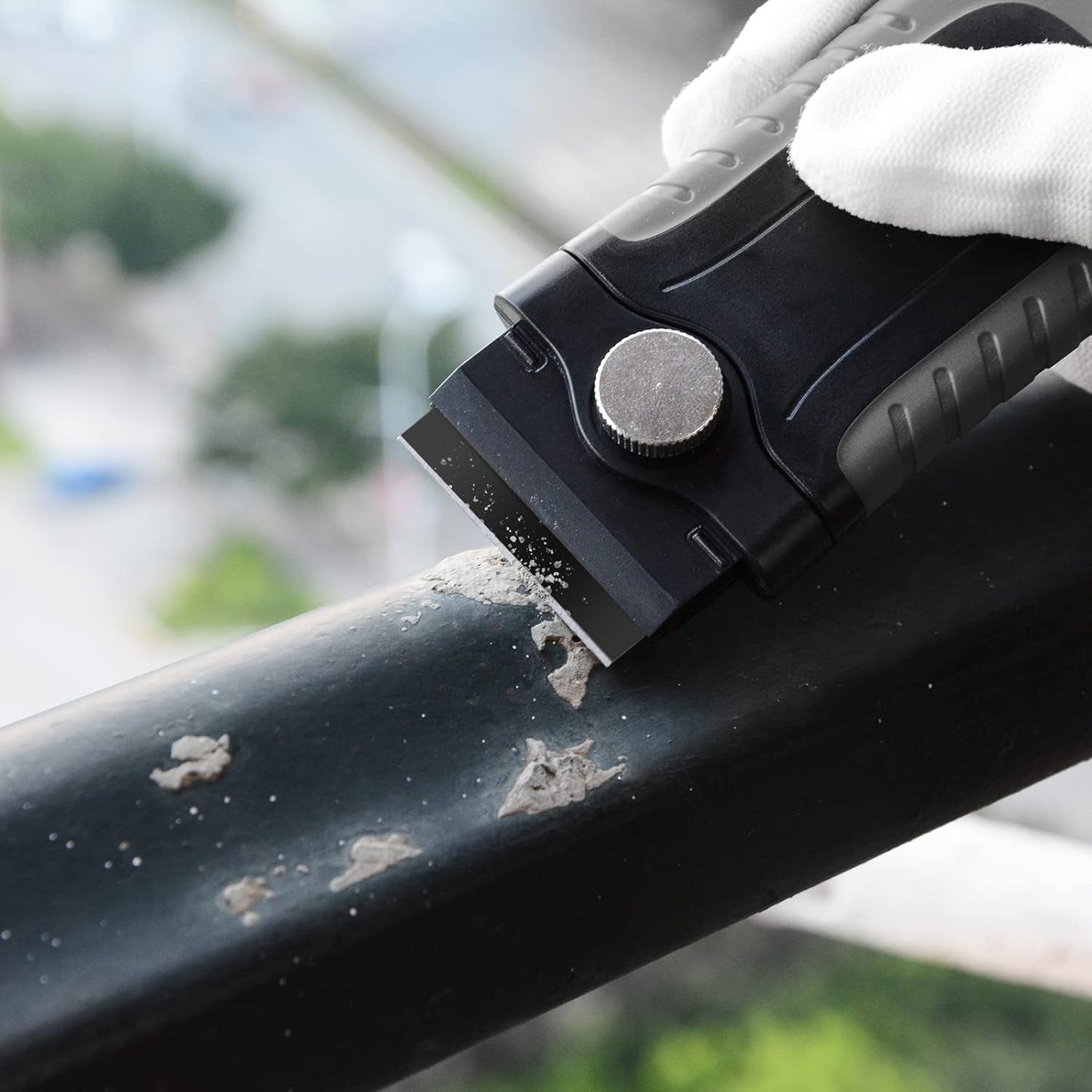 Gomake Locking Razor Blade Scraper with Safety Cap, Glass Cooktop Scraper with 10PCS Black Carbon Steel Blades for Glass Clean, Paint and Old Label,Decal Sticker Remover, Stove Top Scraper Tool