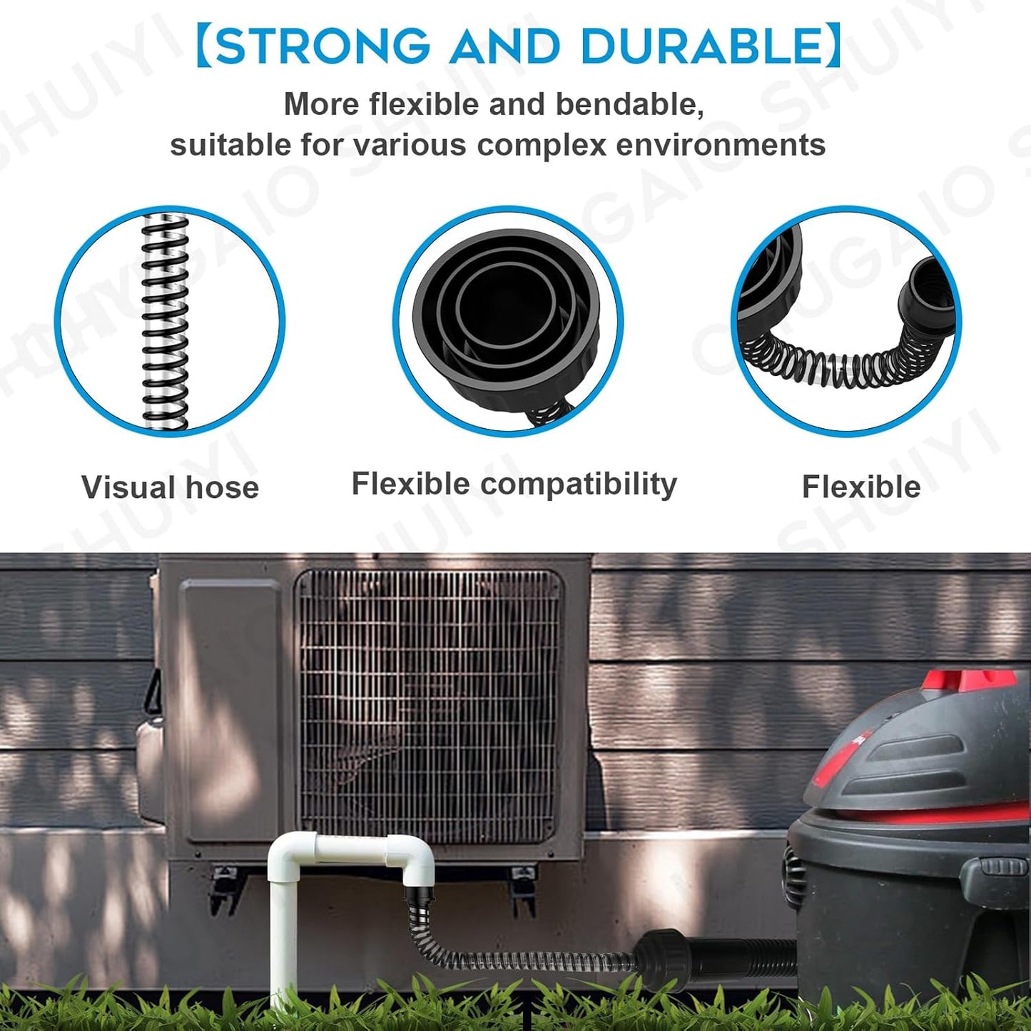 AC Drain Line Cleaner；AC Drain Line Cleaner Adapter Evacuates & Unclog AC Drain Line - HVAC to PVC AC Drain Line Cleaner Tool - Universal Fit AC Drain Line Unclogger - AC Drain Line Cleaning Tool