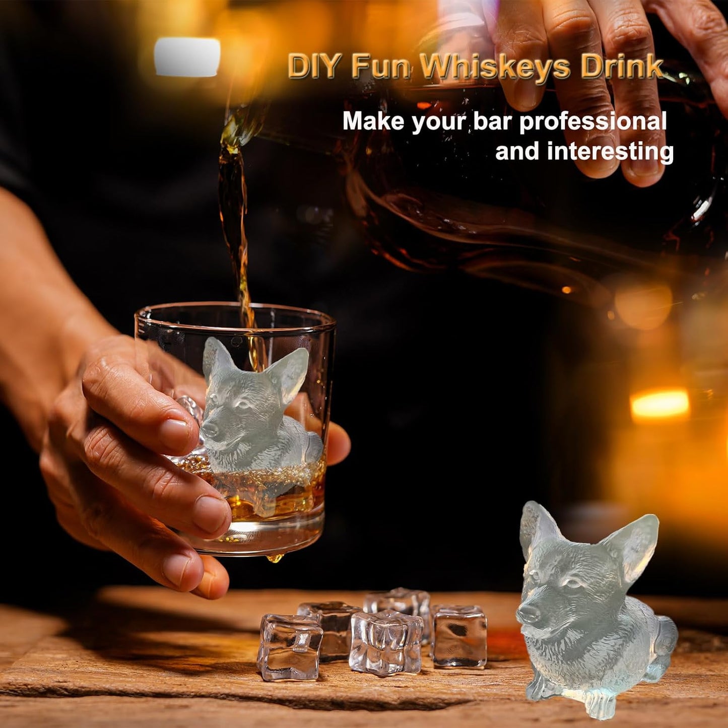 3D Corgi Dog Ice Cube Tray Molds Silicone for Whiskey, Cocktail, Drink; Fun Animal Shape, Corgi Dog Christmas Gifts for Corgi Puppy Lover, Women, Kids; 2 Pack
