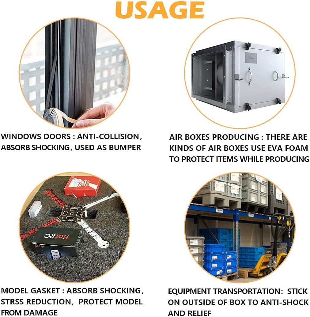 High Density Foam Tape 2-Pack, 1/2 Inch Wide X 3/8 Inch Thick, Self-Adhesive Neoprene Weather Stripping for Insulation (13 Feet Total, 6.5 Feet/Roll)