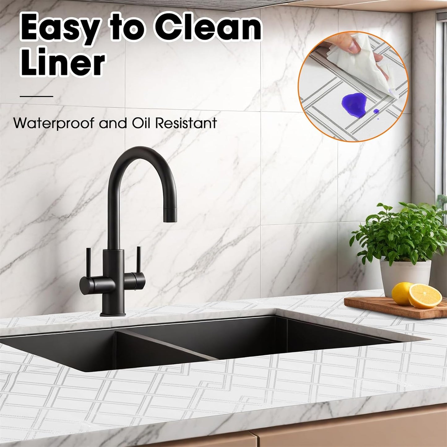 Drawer and Shelf Liners for Kitchen Cabinets Non-Adhesive Cabinet Liners Strong Grip Non Slip Waterproof Contact Paper for Cabinets and Drawers Shelves Cupboard,Silver Geometric,12IN X 20FT