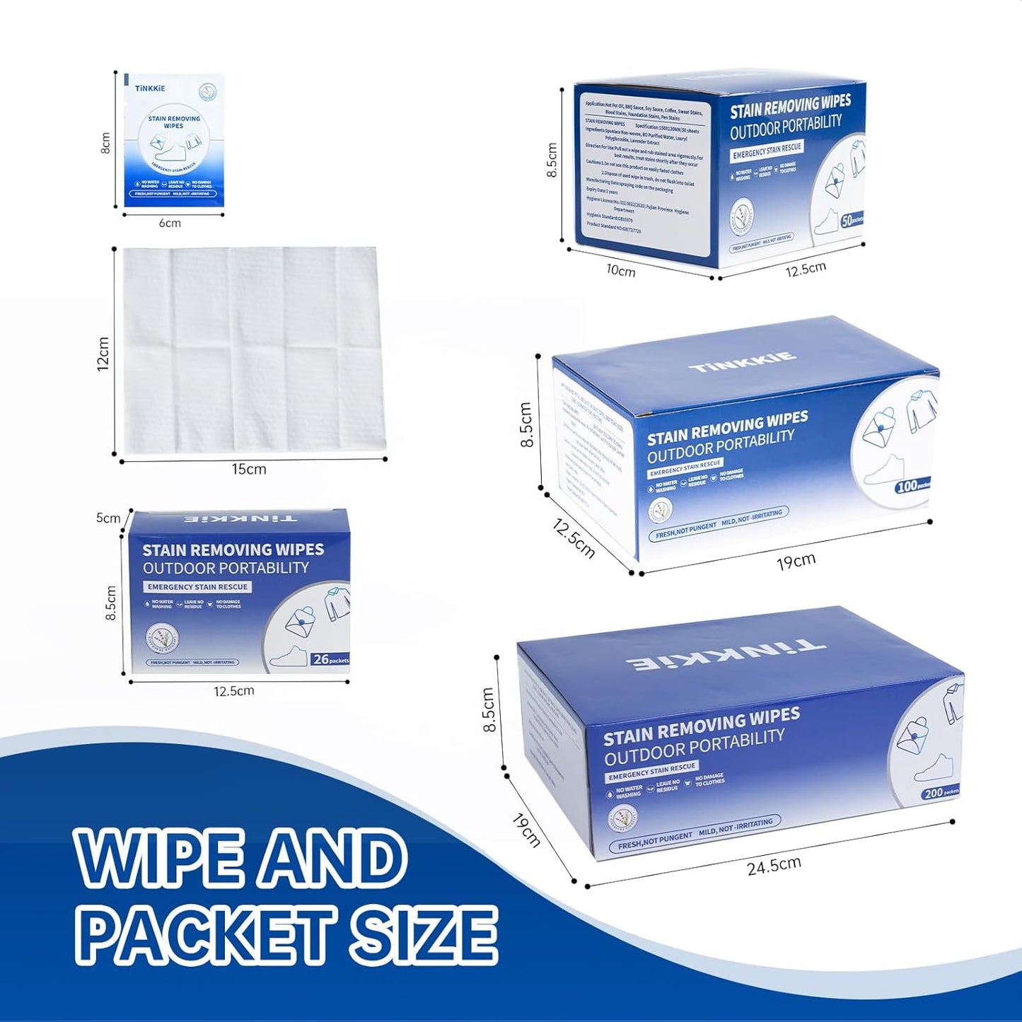 100-Pack Stain Remover Wipes, Portable Clothing Stain Remover Wipes, Instant Stain Remover and Individually Wrapped, Stain Removers for Clothes, Shoes And Surface cleaning of headphones