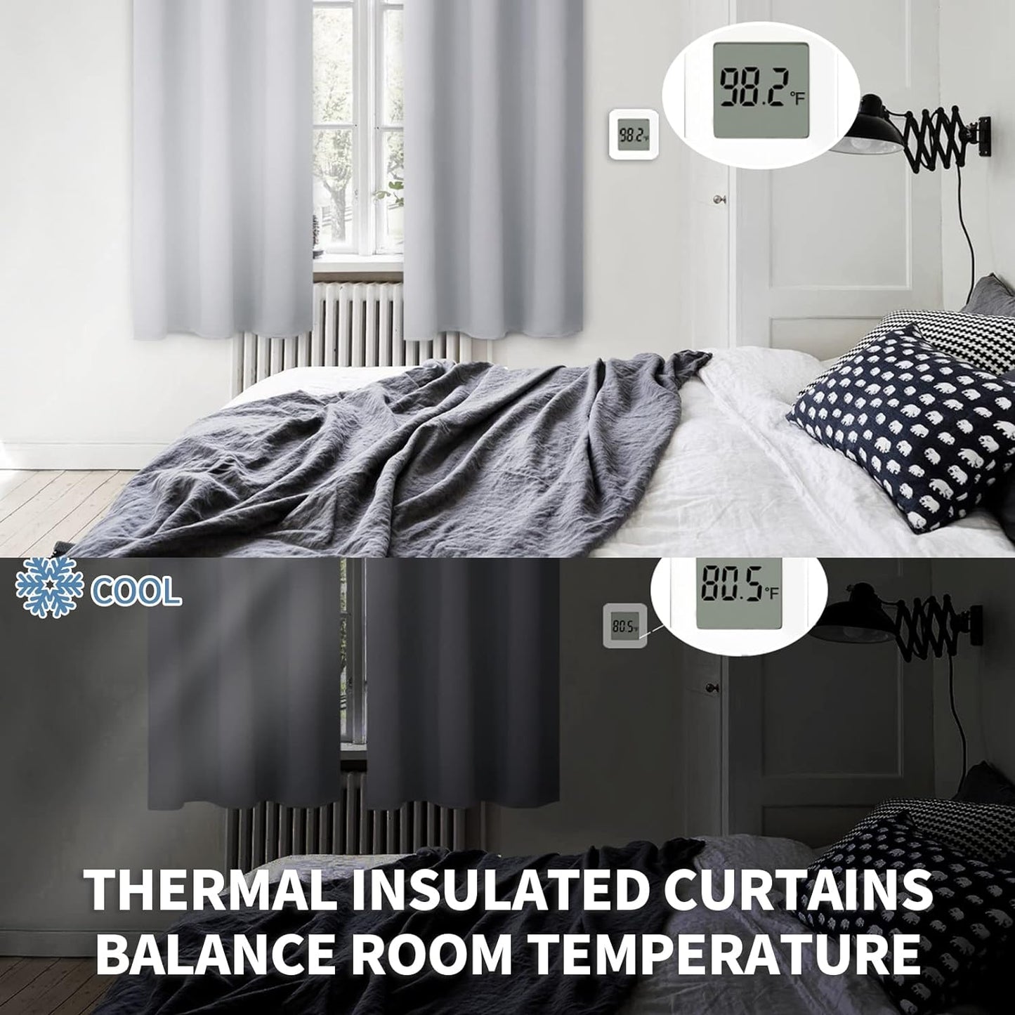 BGment Light Grey Blackout Curtains 48 Inch Length for Bedroom - Short Thermal Insulated Window Drapes with Rod Pocket Room Darkening Privacy for Kitchen Living Room, 42 x 48 Inch, 2 Panels