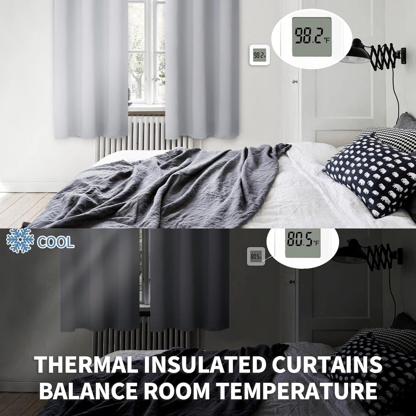 BGment Light Grey Blackout Curtains 40 Inches Length - Rod Pocket Short Window Drapes for Kitchen Bedroom Cafe Rv Camper Room Darkening Privacy Blinds Thermal Insulated, 2 Panels, 34 x 40 Inch