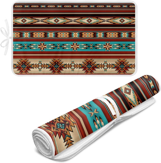 Aztec Ironing Mat Ironing Board Pad Heat Resistant, Portable, Quilting & Travel Blanket 32 x 16 Inch Aztec Print Small Ironing Mat for Table Top,Countertop,Etc