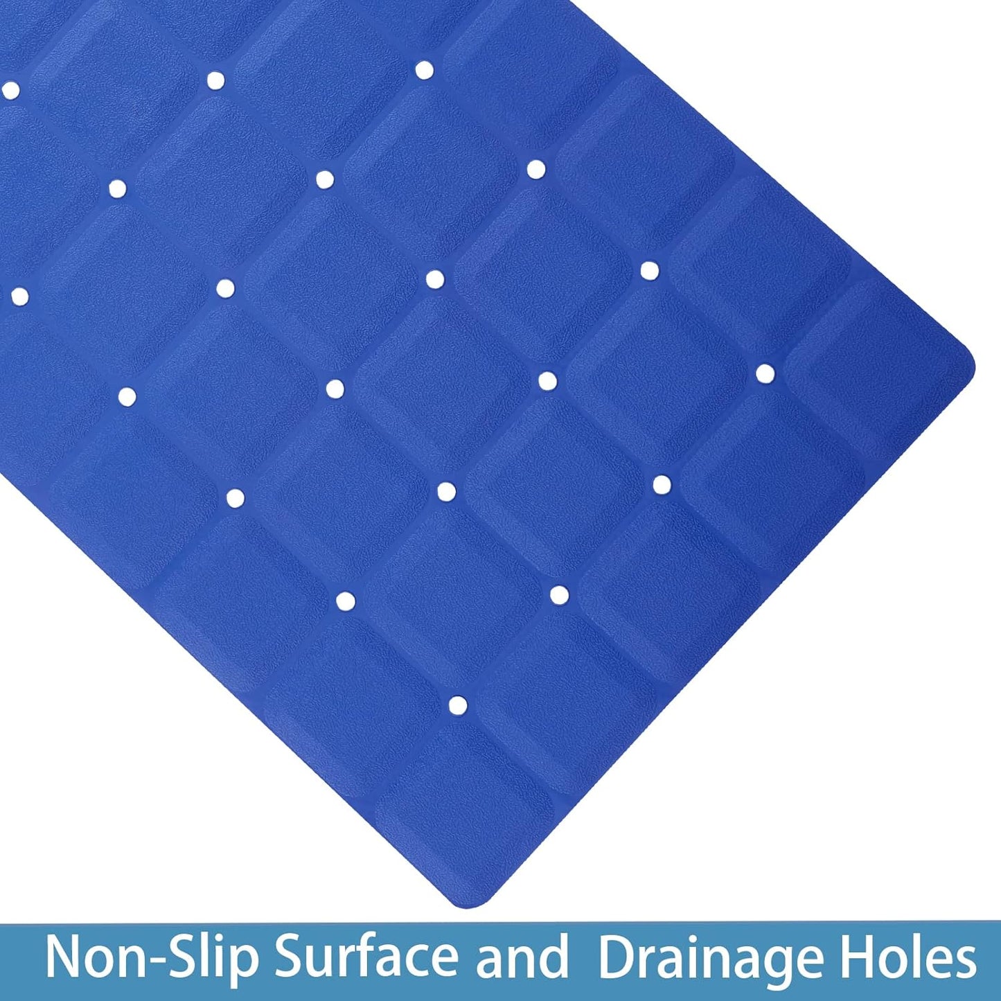 Foldable Silicone Bathtub Mat: Jumbo Size Heavy Duty Safety Bath Mat for Tub Without Suction Cups Non Slip Bath & Shower Mat for Textured, Reglazed, Refinished Tub (Navy Blue, 35.8 x 17.7)