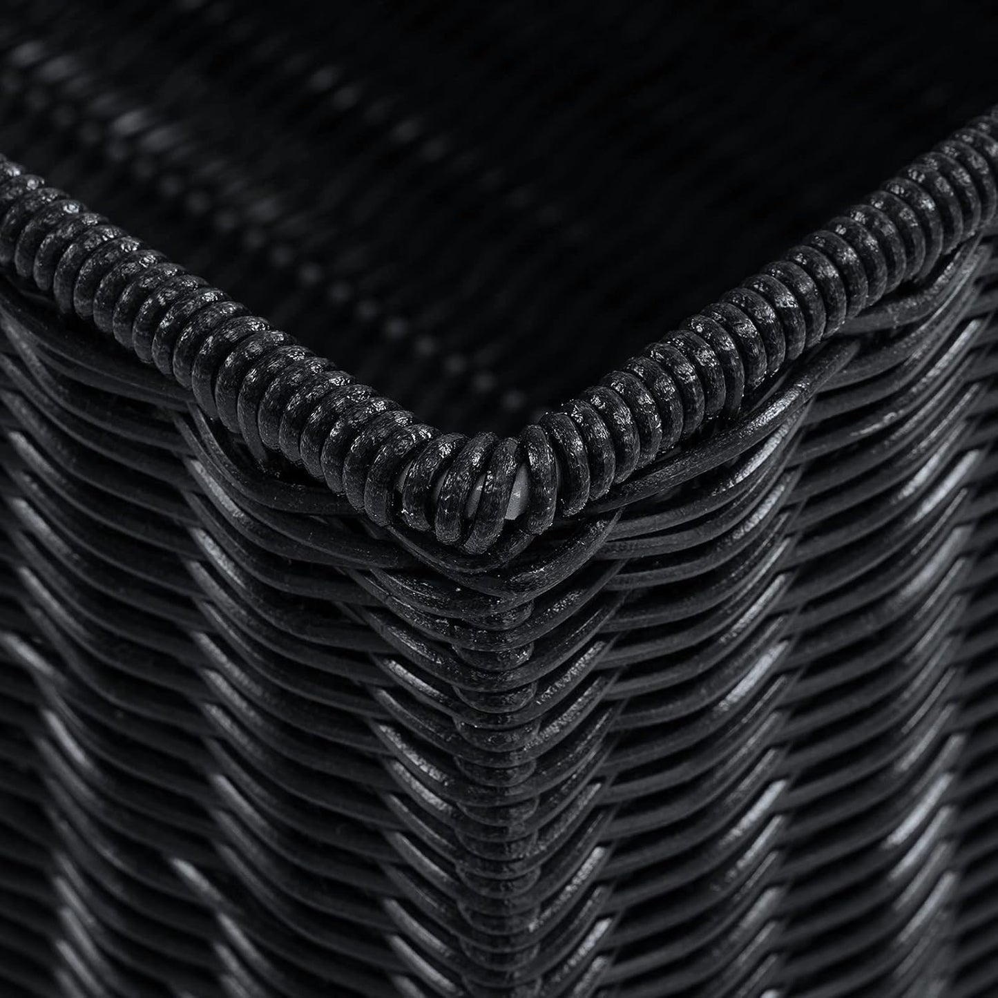 HOONEX Wicker Storage Baskets for Organizing, Decorative Woven Baskets for Storage with Carrying Handles, Set of 2, Black