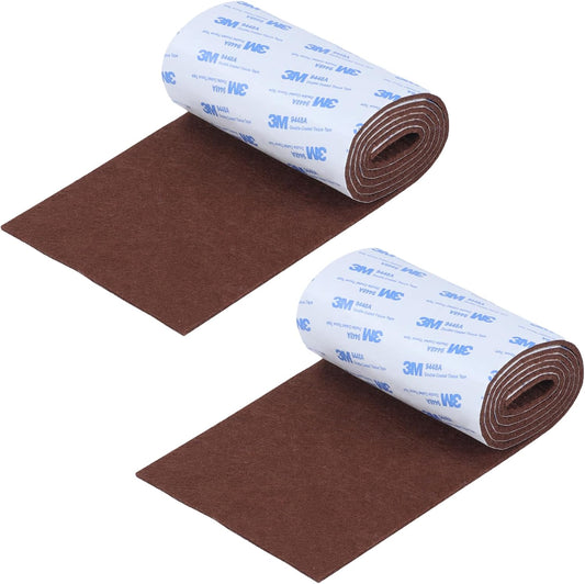 Felt Furniture Pads, Non Slip Self Adhesive Cuttable Felt Tape Brown Heavy Duty Felts Strip Roll for Protecting Hardwood Floors Chair Wall Protector (40 x 5 x 0.12 Inch, 2 Pack)