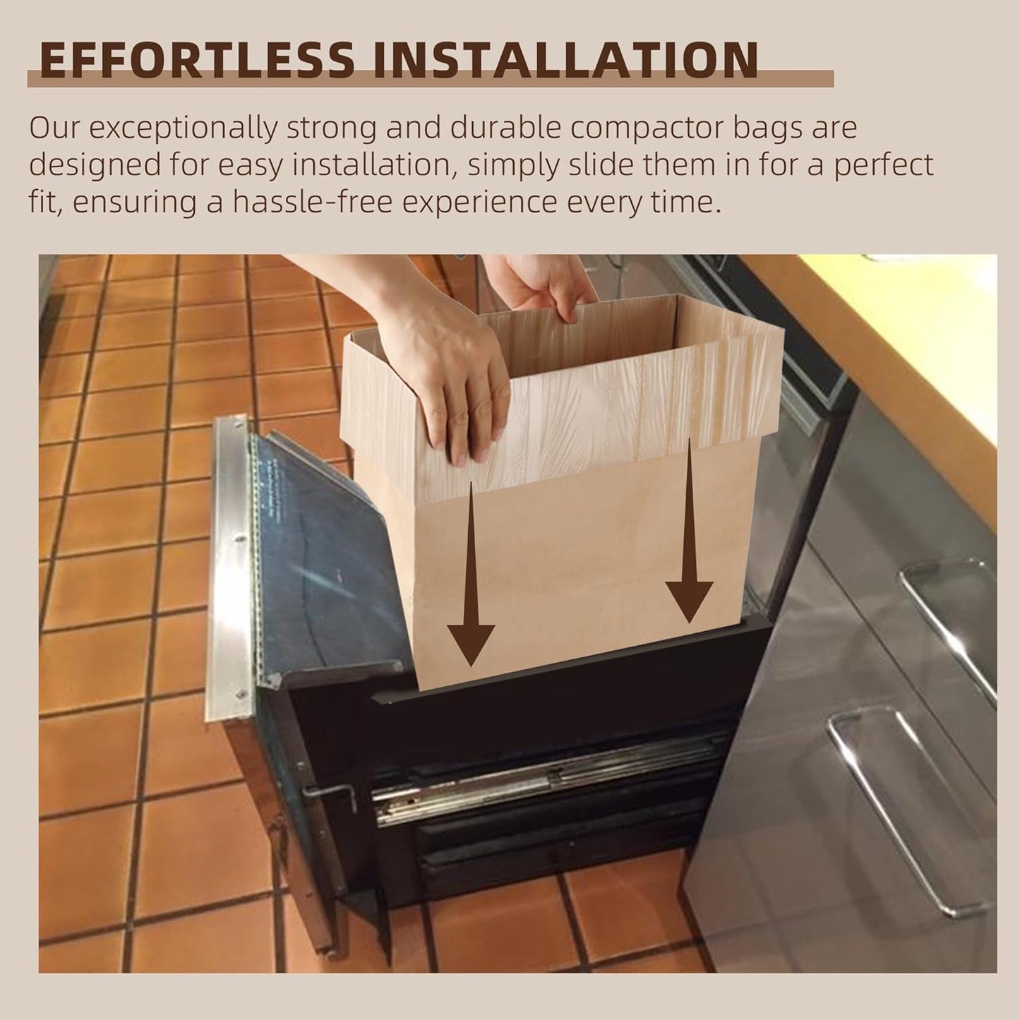 (15-Pack) Calvana Super Strong Compactor Bags, Heavy-Duty Kitchen Paper Trash Bags with Leak Proof Plastic Liner, Fits GE Model Compactors with Rectangular Containers, Includes 15 Sticker Seals