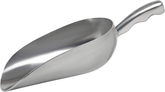 Cast Aluminum Utility Scoop - 12 oz. - Round Bottom, ice scoop For Multi-Purpose Use, With Finger Groove Handle (Hand Wash Only) (12 oz.)