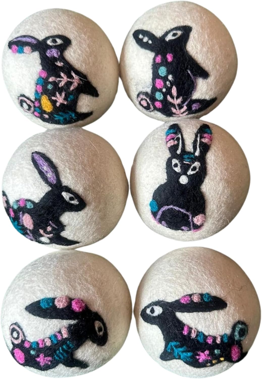 Ezhippie Quality Wool Dryer Balls - 6 XL Rabbit Pack - 1000+ Loads - Pure Organic Wool - Reusable Natural Fabric Softener Perfect with Essential Oils, Reduce Clothing Static and Wrinkles