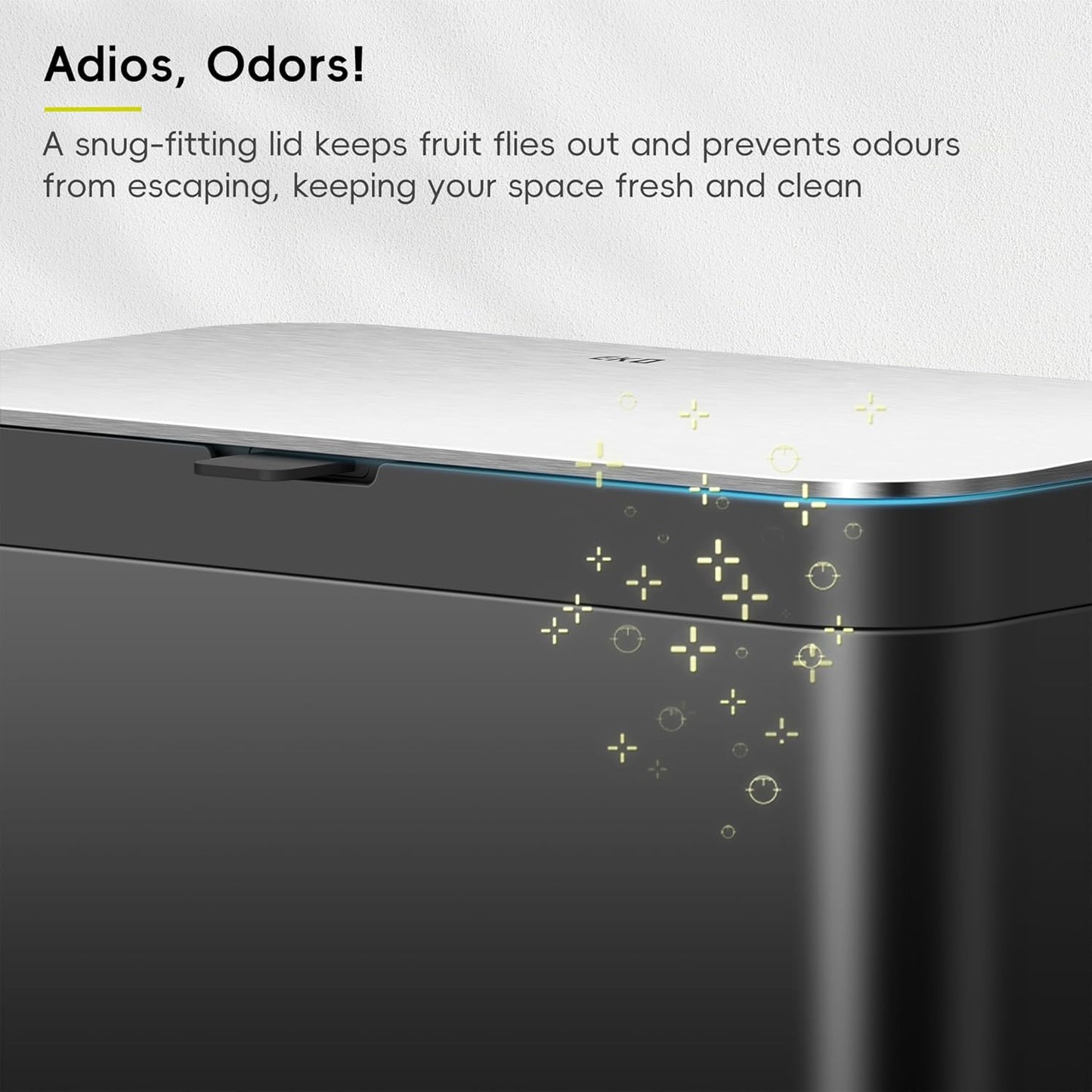 EKO Kitchen Compost Bin, 7L / 1.85 Gal Stainless Steel with Removable Inner Bucket and Deodorizer Compartment, 2-in-1 Countertop Compost Bin with Lid, Food Waste Caddy for Kitchen (Matte Black)