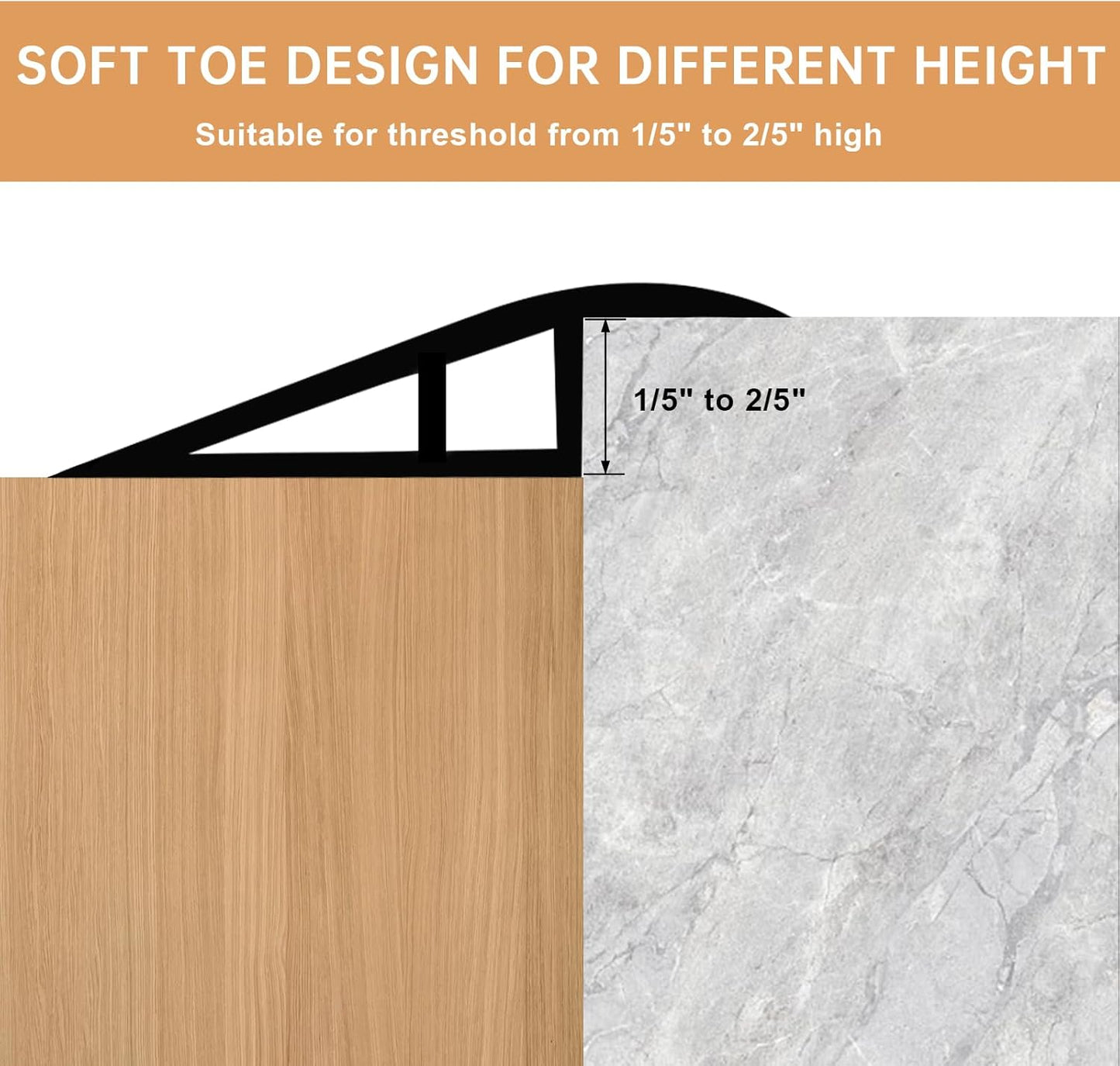 Vinyl Door Threshold Flooring Transition Strip Self Adhesive Carpet Edging Strip for Laminate Doorway Edge Threshold from 1/5" to 2/5" (Smoked Brown Wood Grain, 10 Ft)