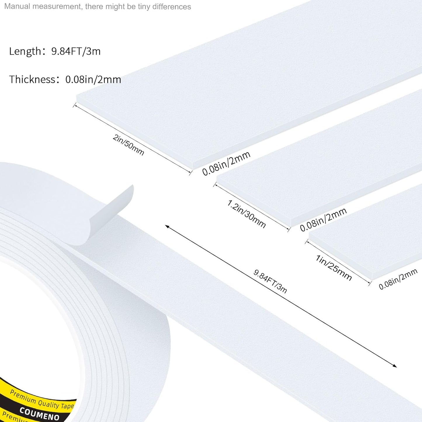 EVA Single-Sided Adhesive White Foam Tape, Single-Sided Sealing Strip Foam Pad Sponge Tape Window Weatherproof, Self-Adhesive Insulation Sealing Tape (White) 2inX9.84FT
