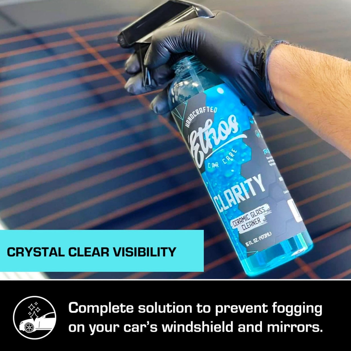 Ethos Clarity V2 - Ceramic Glass Cleaner and Water Repellent - Streak-Free Window Cleaner with Hydrophobic Protection for Car Windows and Mirrors