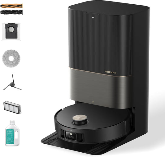 DREAME X50 Ultra Complete Robot Vacuum and Mop with Auto-Empty and Mop Self-Cleaning, 20,000Pa Suction, Obstacle Avoidance and 360° Navigation, Corner to Edge Deep Cleaning, Detangling Brush (Black)