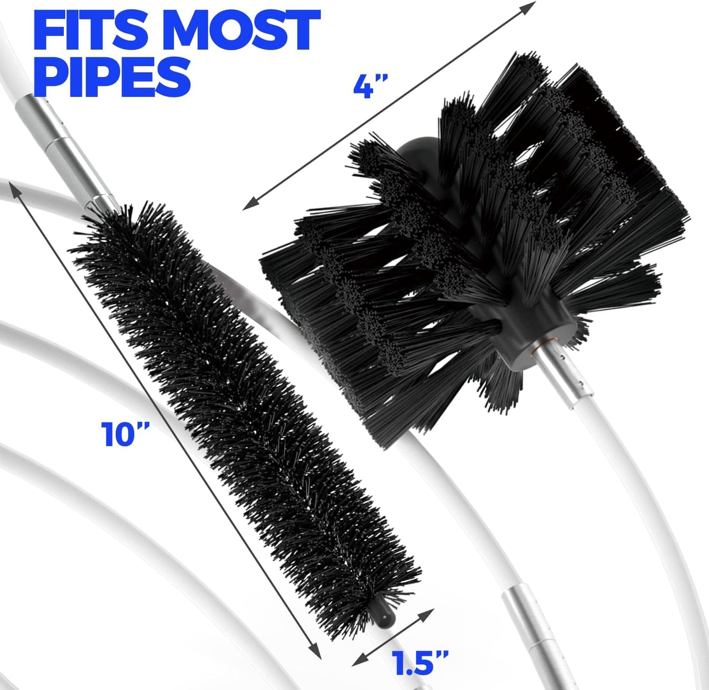 Holikme 16 Feet Dryer Vent Cleaner Kit, Lint Remover,Fireplace Chimney Brushes, Extends Up to 16 Feet, Synthetic Brush Head, Use with or Without a Power Drill