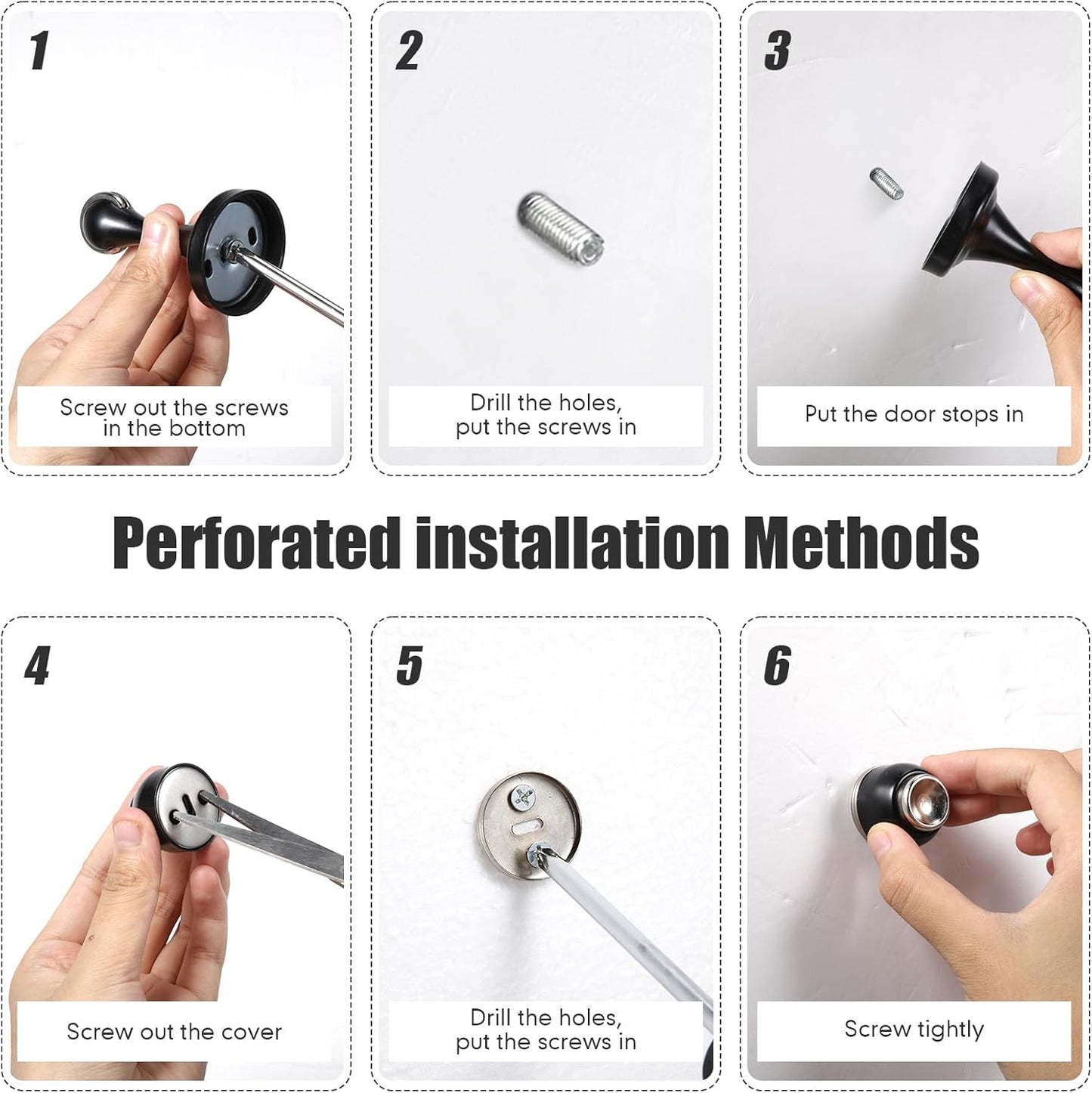 16 Pcs Magnetic Door Stoppers Stainless Steel Door Stops Magnetic Catch Holder with Screws for Wall Floor Mounted Wall Protector Hold (Black)