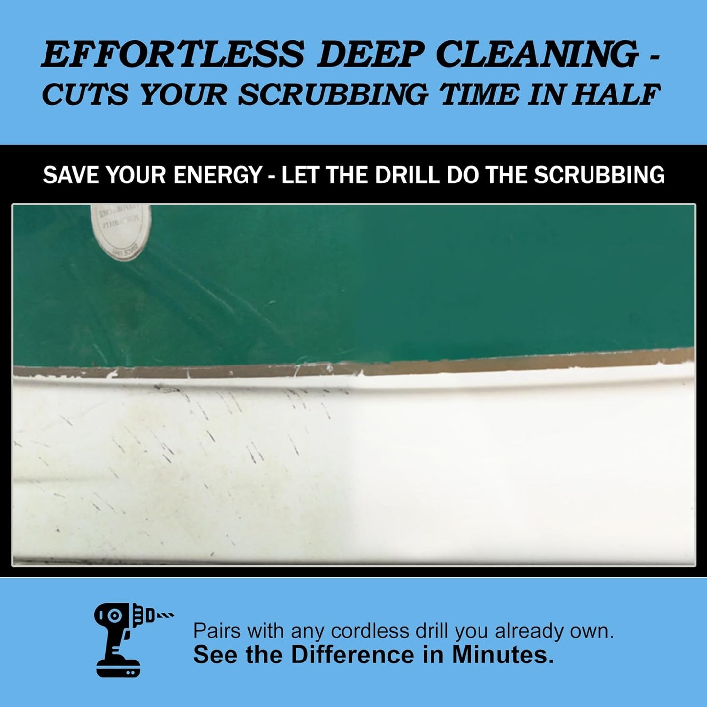 Drillbrush Boat Accessories – Kayak Cleaning Kit – Boat Cleaning Brush Kit – Marine Scrub Brush Attachment for Drill – Rotary Brushes for Boats – Motorized Hull Power Scrubber Set - Hull Cleaner Set