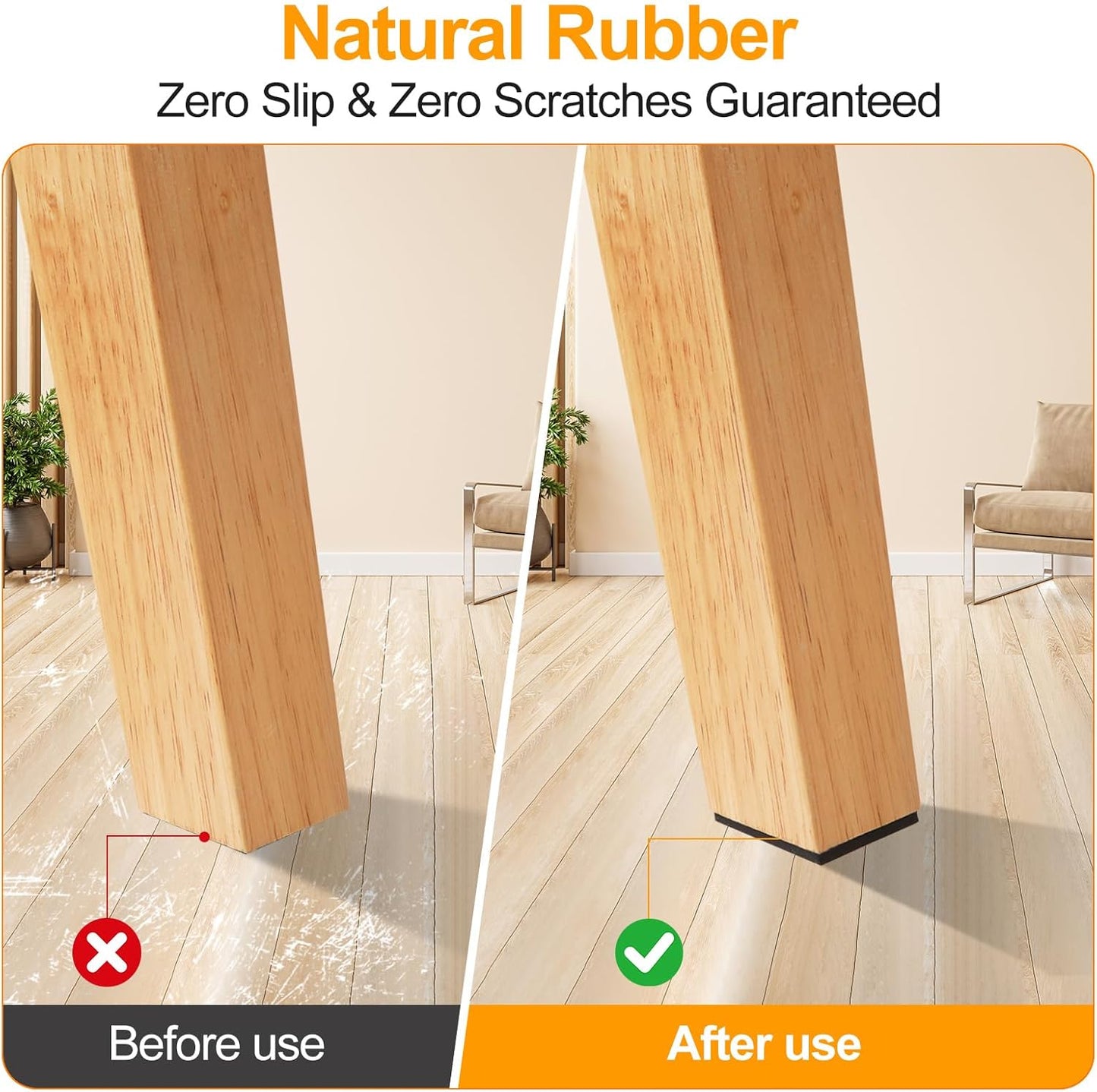 CHUNZEXI Non Slip Furniture Pads - 32 Premium Furniture Grippers Self Adhesive Rubber Furniture Feet, Anti Slide Furniture Hardwood Floor Protector for Keep Couch Stoppers (1.5 inch Square)