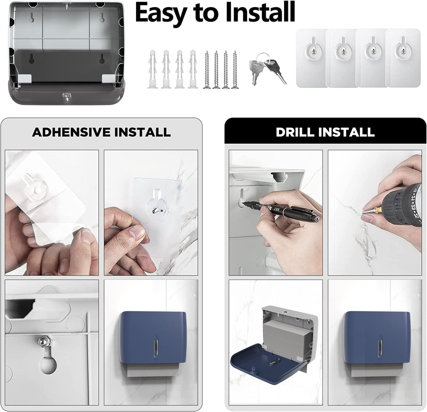 Commercial Paper Towel Dispenser Wall Mount Blue Pack of 2 Fits Multifold Paper Towels for Bathroom Kitchen Home Use