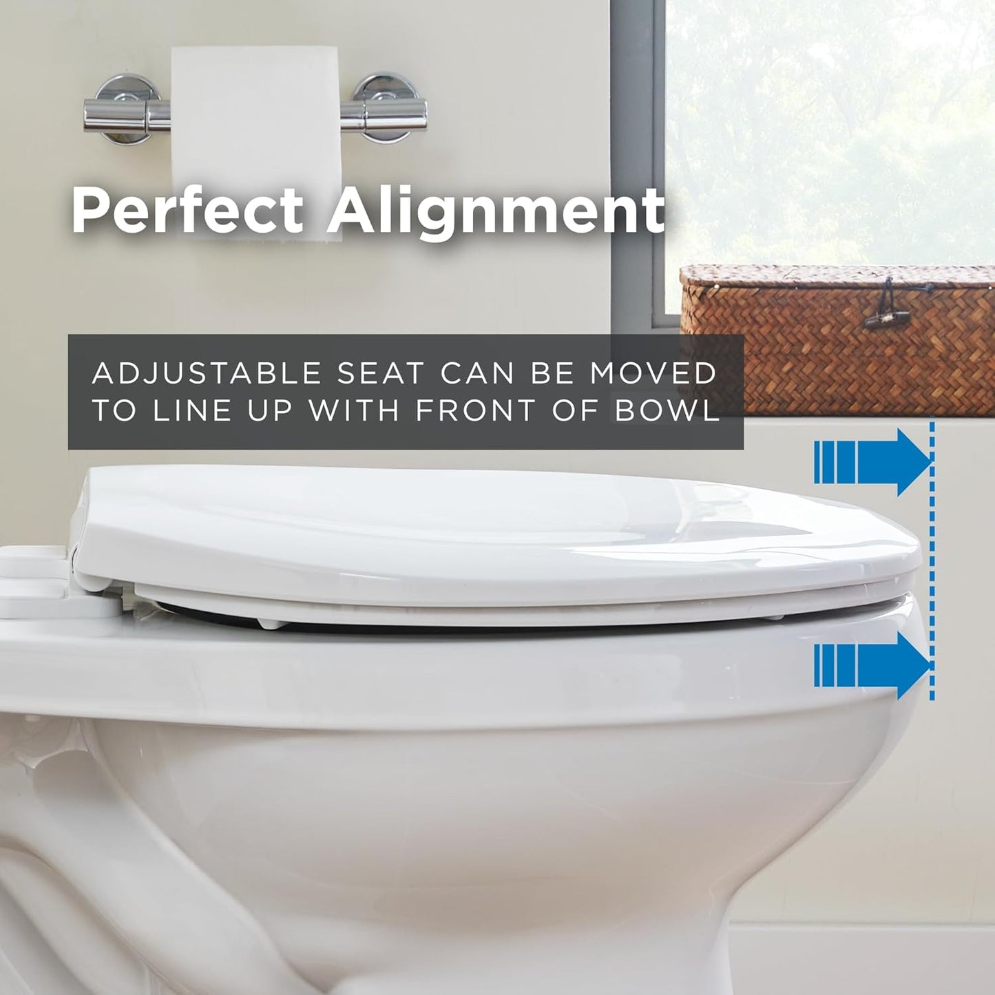 Gerber Universal Elongated Toilet Seat with Cover, Soft Close, Top Mount, Easy Install, Heavy-Duty Plastic, Adjustable Fit for Standard Elongated Toilets, Fade-Resistant, White G0099849