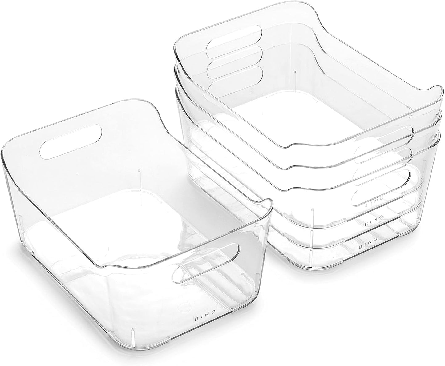 BINO | Plastic Organizer Bins, Small - 4 Pack | The SOHO Collection | Multi-Use Plastic Bin | Pantry & Freezer Organizer Bin | Storage Containers | Bins for Home & Kitchen Org