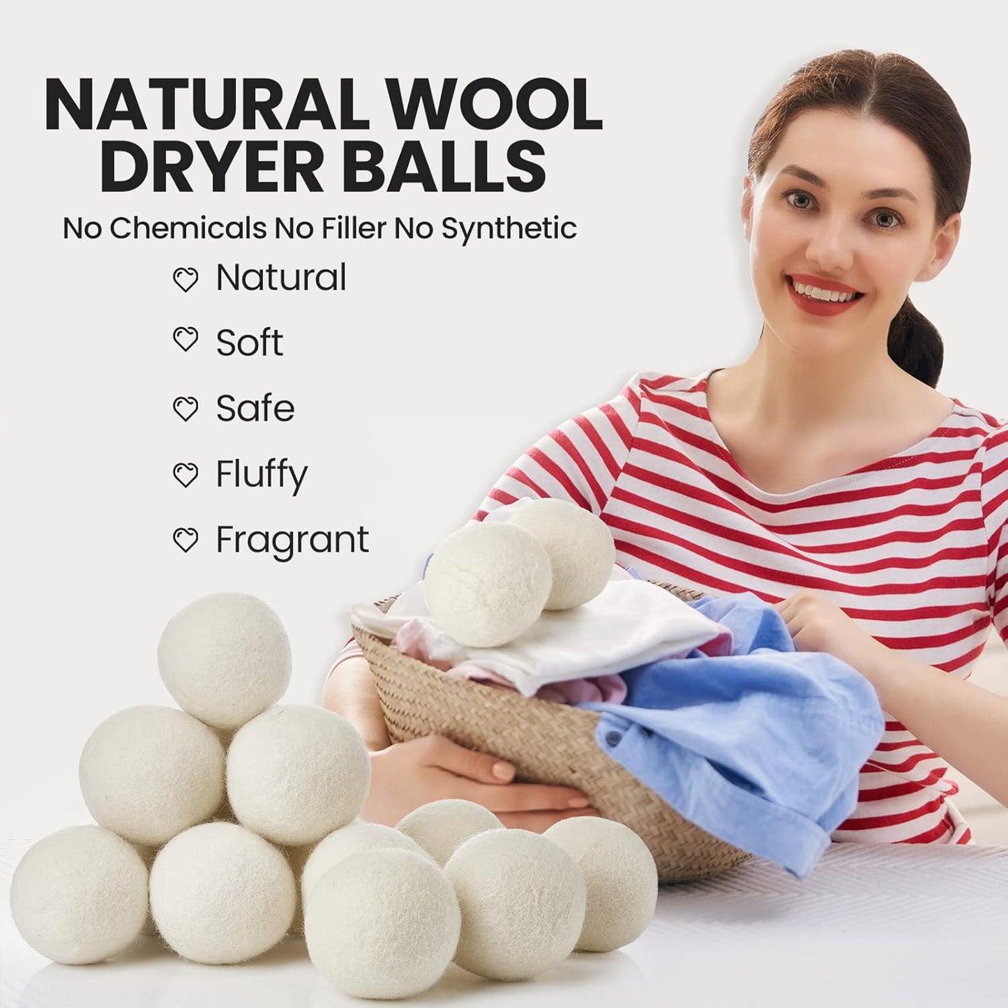 26 Pieces Wool Dryer Balls Set 24 XL Reusable Wool Balls with 2 Muslin Bags Anti Static Dryer Balls Natural Fabric Softener Wool Ball for Clothes Laundry Anti Wrinkle Saving Energy and Drying Time