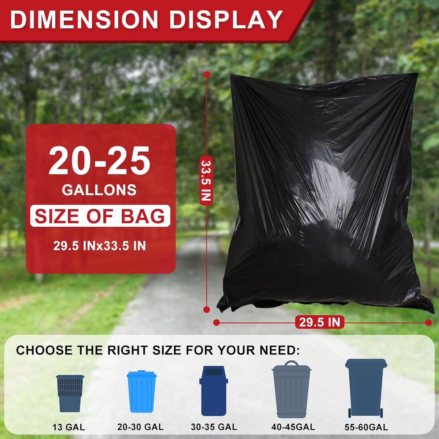 Black Trash Bags 20-25 Gallon 120 Count - 30" x 33" Large Kitchen Garbage Bags, 20+ Gallon Trash Can Liners Unscented, Multipurpose for Home, Office, Daily Household Use