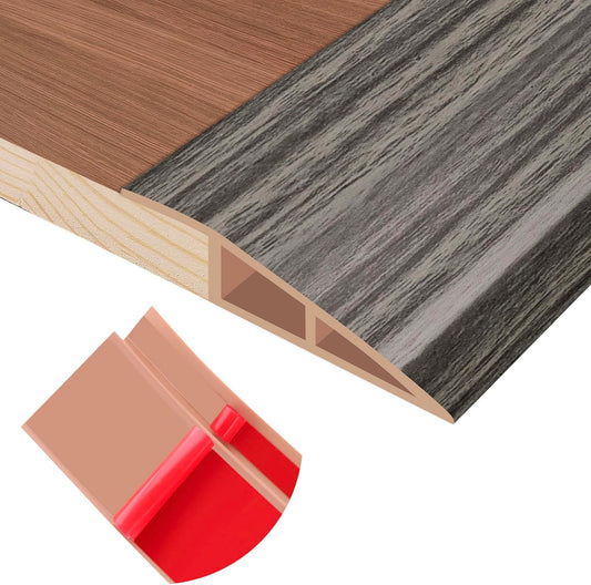 Floor Transition Strip Self Adhesive Vinyl Door Threshold for Doorways Carpet Edging Trim Overlap Edge Reducer for Laminate Floor, Carpet, Tile (Grayish Brown Wood Grain, 3/5" to 4/5", 10Ft)