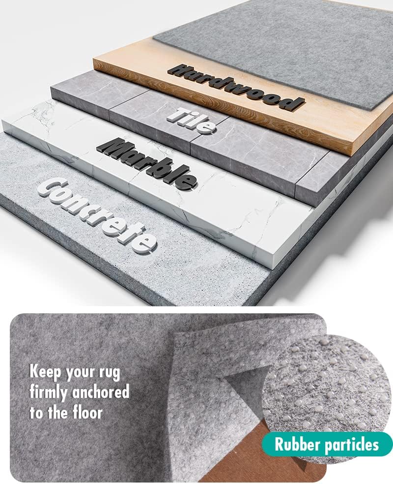 Double-Sided Non Slip Rug Pad Gripper - 6x9 Feet 1/4” Thick Dual Surface Felt Under Rug for Area Rugs and Hardwood Floors,Super Cushioned Non Skid Carpet Padding