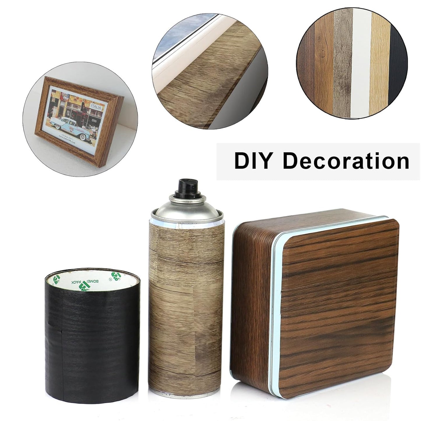 BOMEI PACK Wood Grain Repair Tape,Self Adhesive Repair Patch for Furniture, Floors, Cabinets, Windows, Doors, RV, Home Decor and DIY Projects (2, Black)