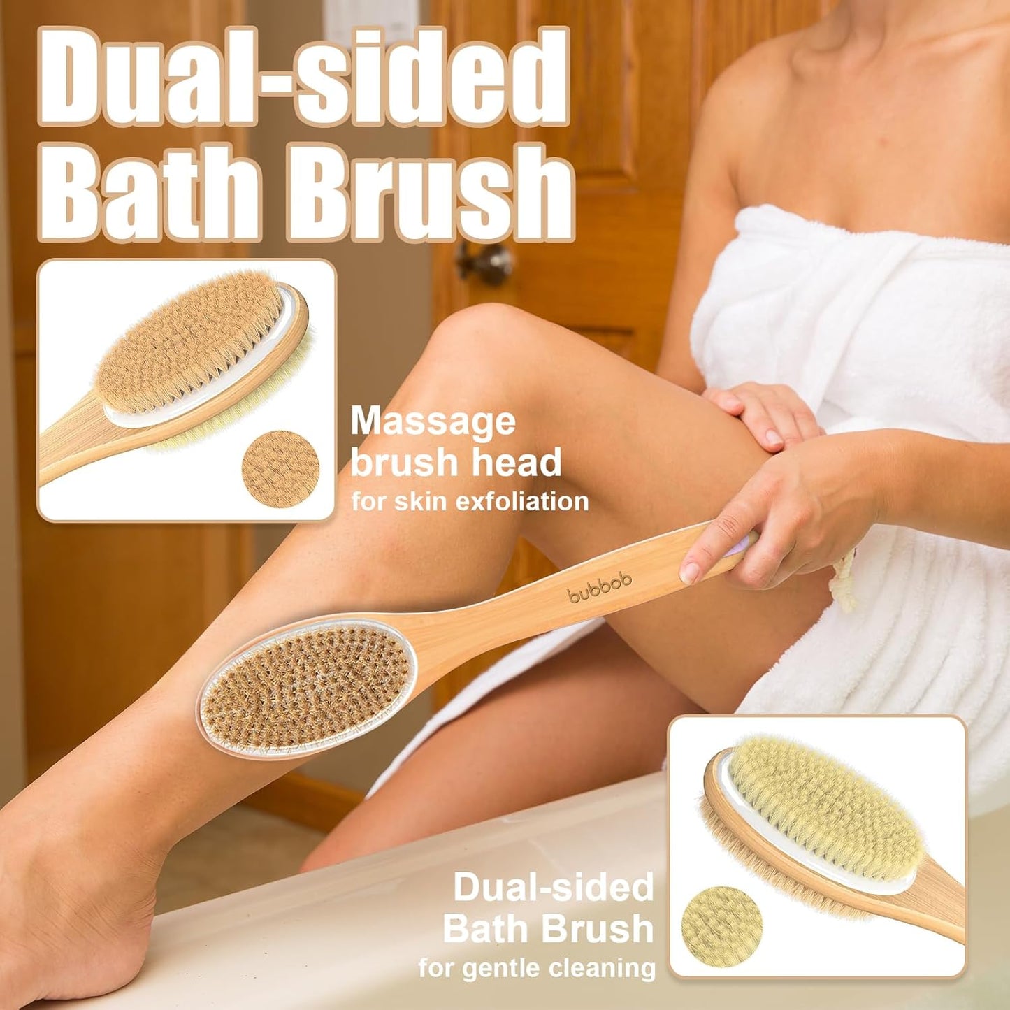 Back Scrubber for Shower,Bath Brush with Long Handle,Bath Brush Body Exfoliator for Wet or Dry Brushing,Men and Women (Purple)