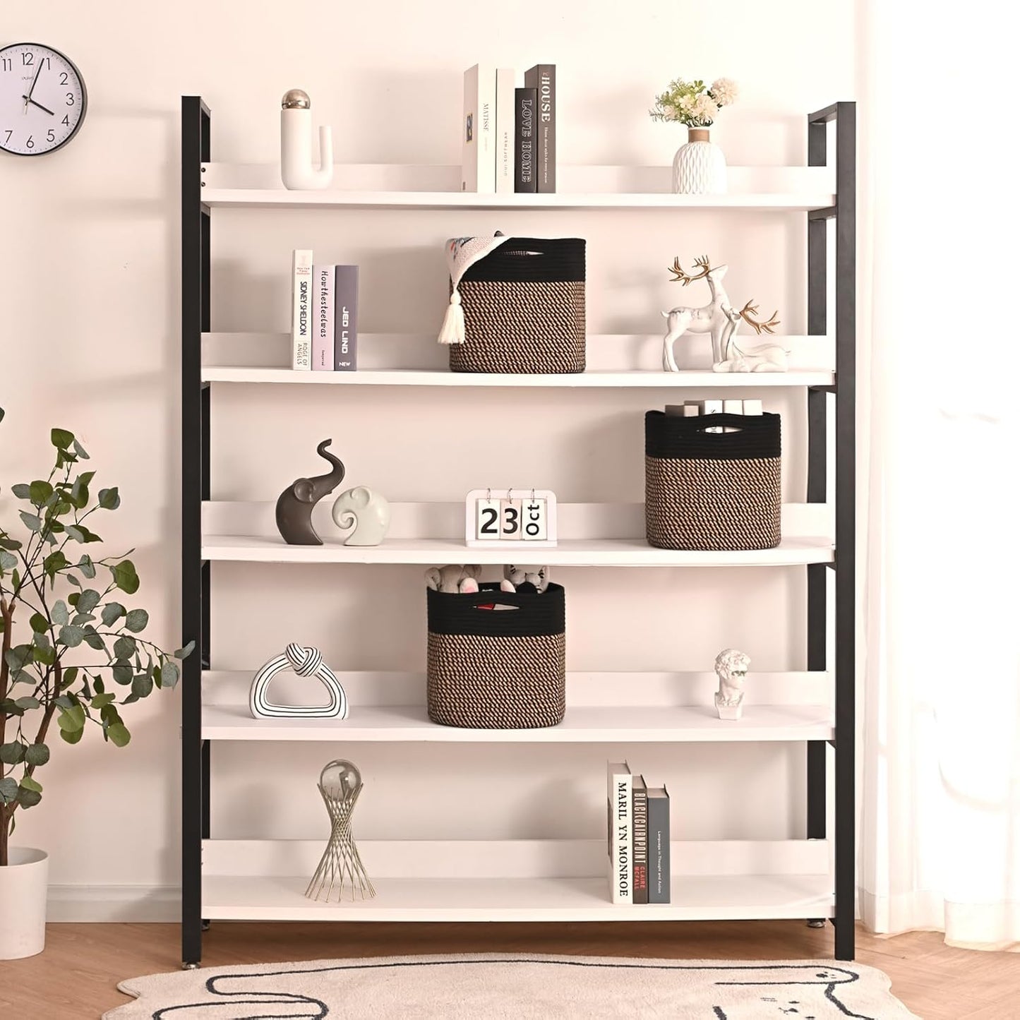 11 Inch Cube Storage Bins, Storage Cube Organizer Bins, Woven Cotton Rope Baskets for Storage, Storage Basket for Organizing Shelves, Square Baskets for Toys Nursery, Black & Jute (Pack of 3)