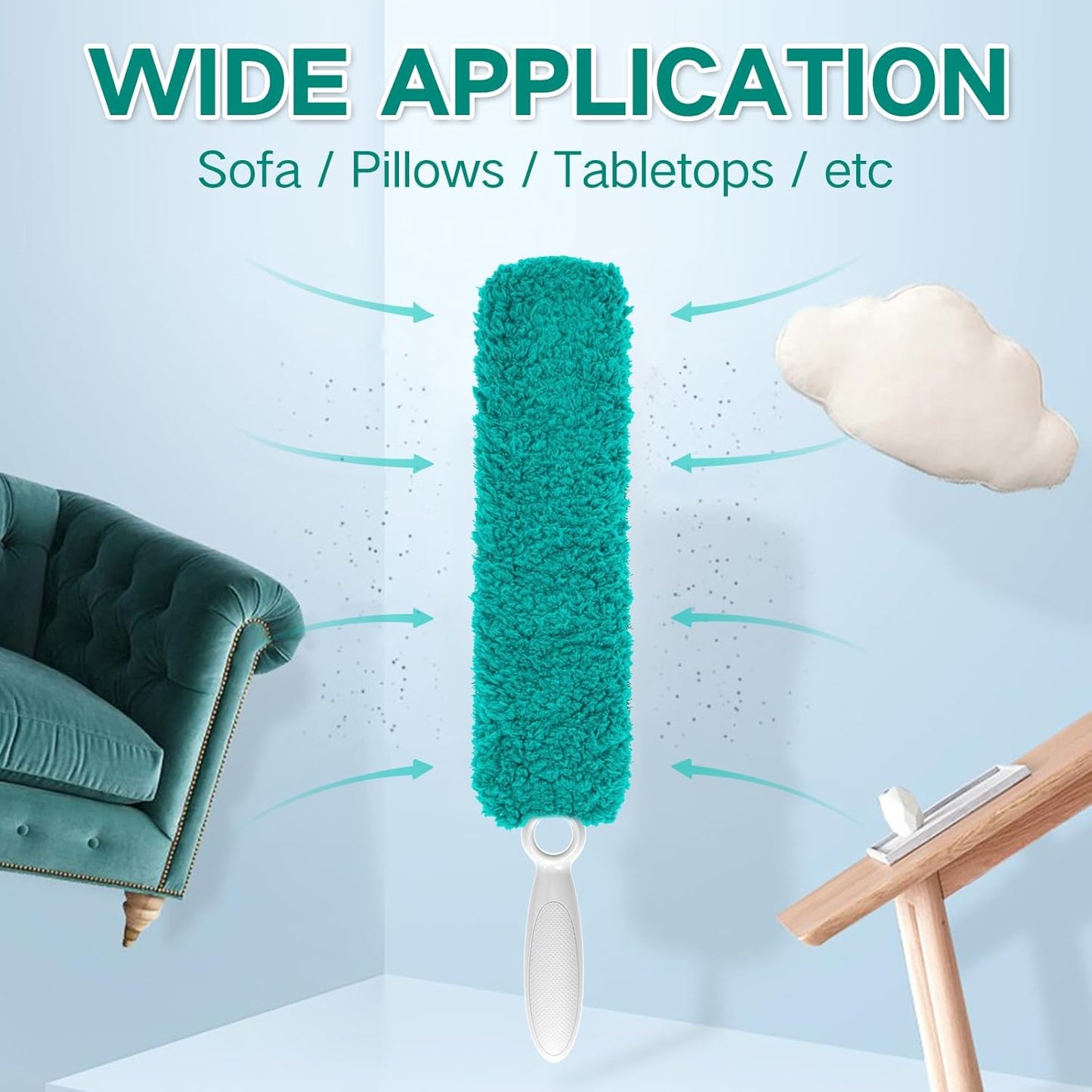 Duster Cleaning, Dusters for Cleaning with Washable Microfiber Head, Handheld Duster, Dusting Wand Cleaning Tool for Office, Car, Window, Furniture, Ceiling Fan-Green