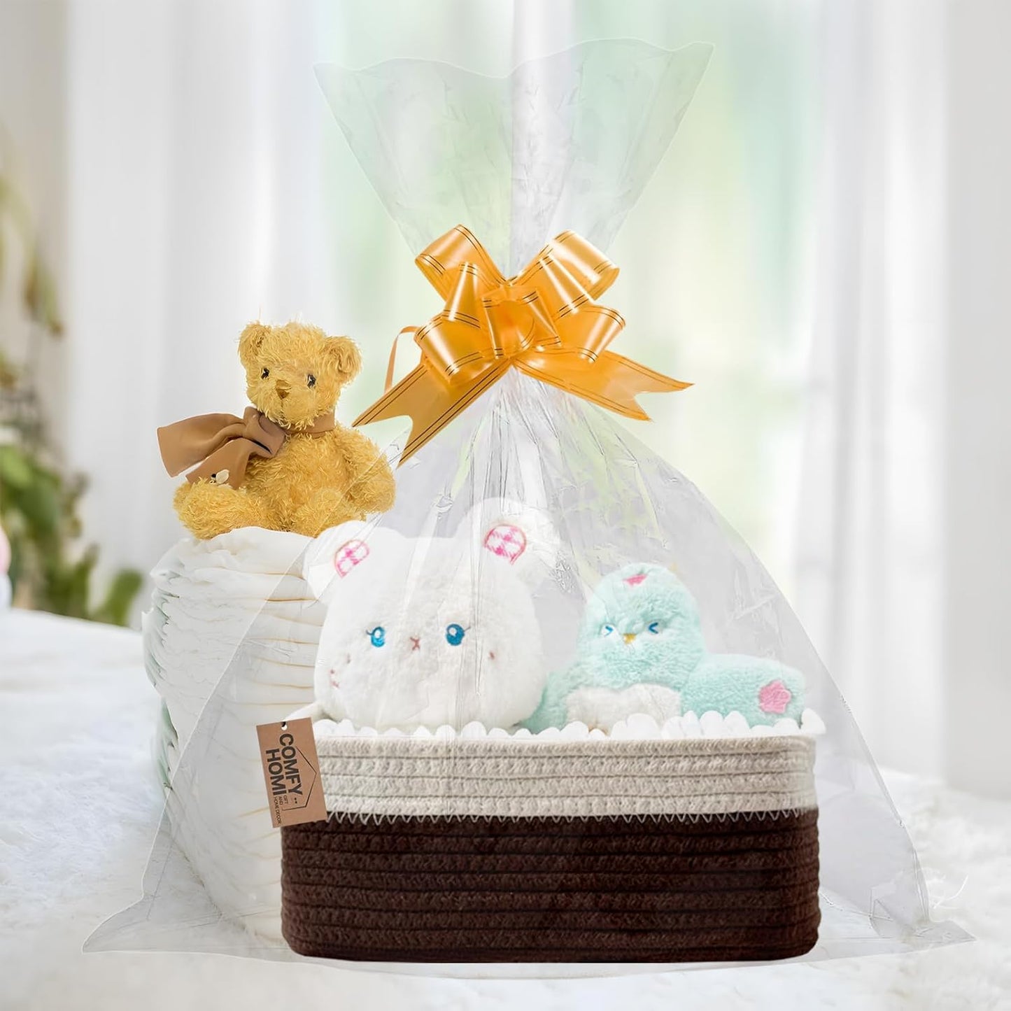 COMFY HOMI 11.5"x7.5"x4.7" Storage Baskets for Organizing | Cotton Rope Woven Basket | Toy Storage Bin Box | Basket for Shelves, Closet Organizer Bin, Decorative Closet Shelf, 3 Pack, dark brown/white