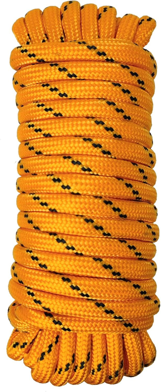 Diamond Braided Polypropylene Rope Nylon Rope Mix Thick Heavy Duty Ropes 3/8'' 50ft High Strength Perfect for Clothesrope Camping Hiking and Other Outdoor Activities Orange