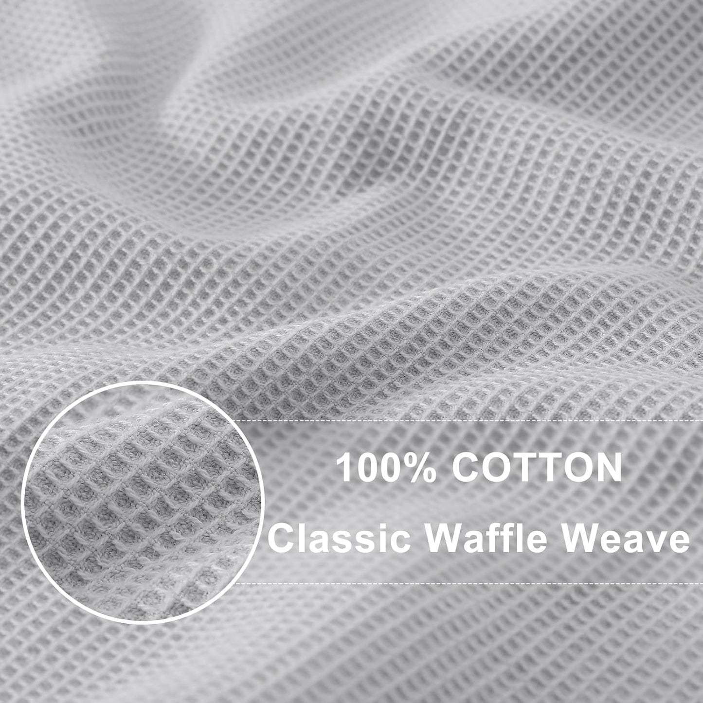 Homaxy 100% Cotton Waffle Weave Dish Cloths - 8 Pack Soft and Absorbent Dish Towels - 12 x 12 Inches Quick Dry Dish Rags - Light Grey