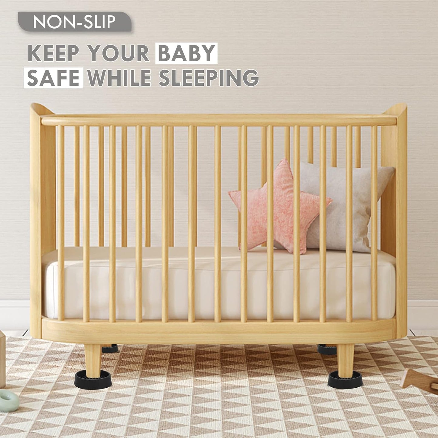 2X2 Round Rubber Caster Cups, Non Slip Furniture Pads, Anti-Slip Gripper, Anti Skid Furniture Feet, Anti Slide Floor Protector for Bed Couch Table Chair Stoppers - (Black, 8 Pack)