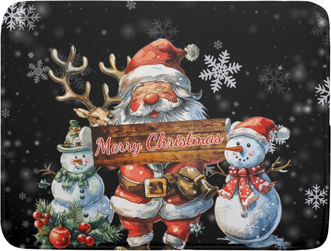 Christmas Santa Snowman Dish Drying Mats for Kitchen Counter 16"x18" Merry Christmas Santa Claus Dish Drying Mats Absorbent Microfiber Reversible Dishes Pad Dish Drainer Mat for Kitchen Accessories