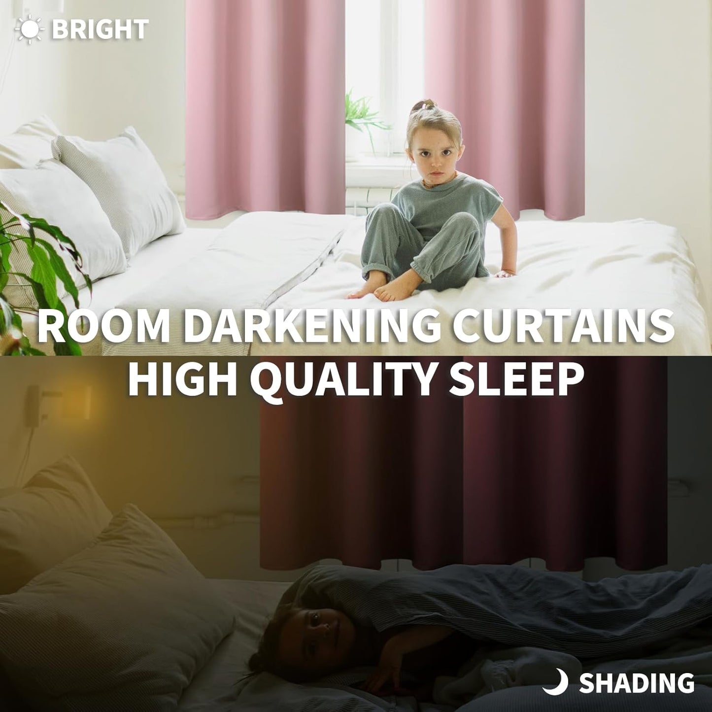 BGment Baby Pink Blackout Curtains 36 Inch Length for Short Window - Small Drapes Thermal Insulated with Rod Pocket Privacy for Cafe Kitchen Bathroom Girl Bedroom, 34 x 36 Inch, 2 Pnels