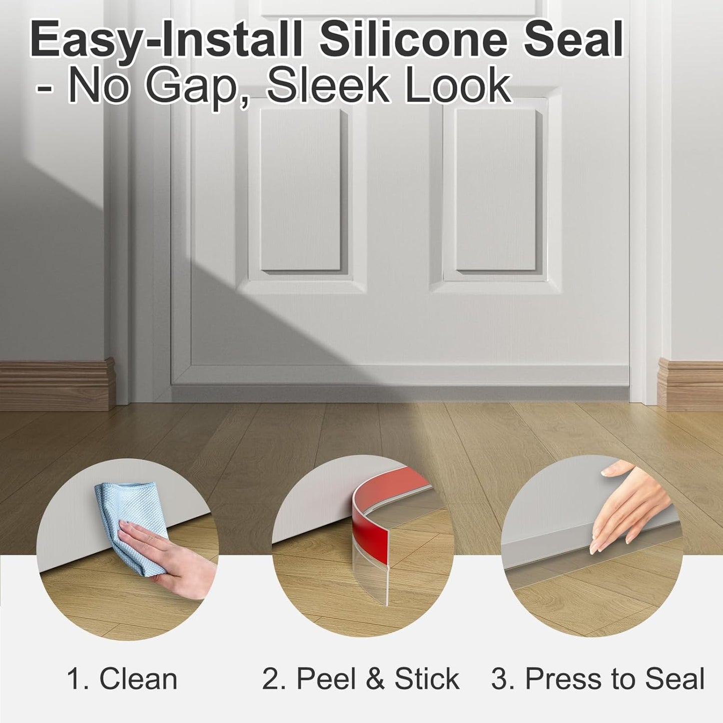 Heavy-Duty 20 ft x 1 in Weather Stripping, Door Draft Stopper Silicone Seal Strip for House and Glass Shower Doors for Collision and Side Gaps of Door and Windows, Clear