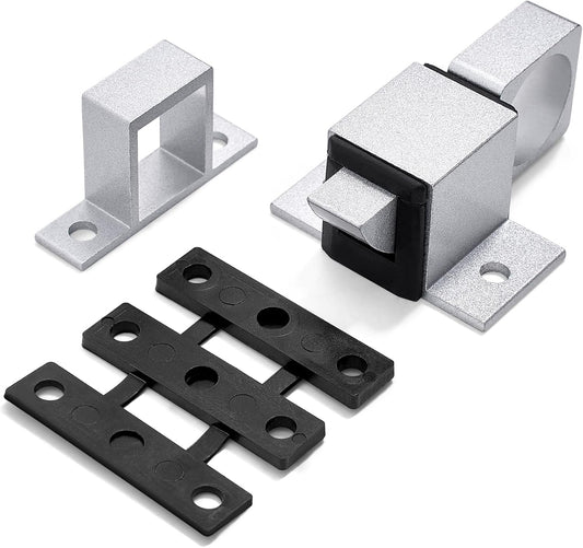 4 Packs Self-Closing Gate Latches, Silver Spring Door Lock, Aluminum Alloy Security Latch for Windows, Cabinets & Gates