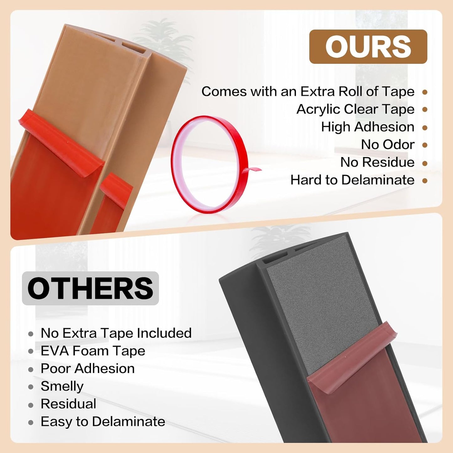 Floor Transition Strip Vinyl Door Threshold Ramp Self Adhesive Carpet Edging Strip Doorway Edge Trim, Overlap Edge Reducer for Laminate Carpet, Floor, Tile (Orange Oak, 2/5" to 3/5", 3.3Ft)