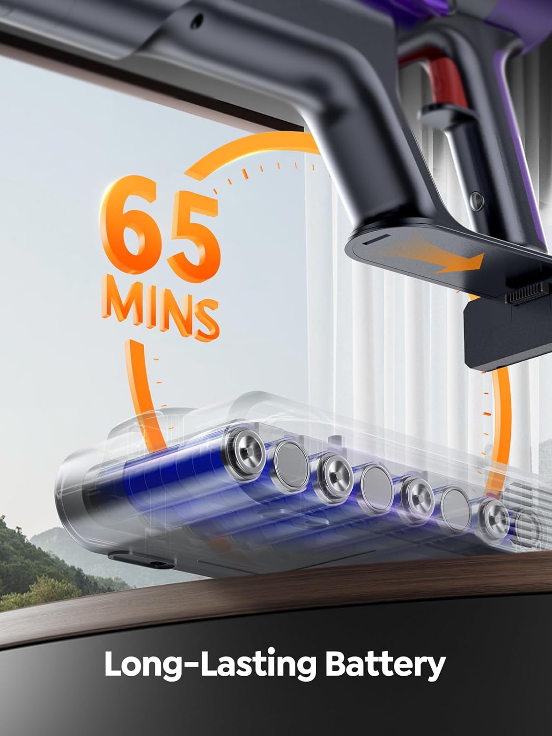 Cordless Vacuum Cleaner, 600W 50KPA 65 Mins Runtime Vacuum Cleaners for Home, Stick Vacuum with Self-Standing, Wall Mount Charging and Intelligent Auto Mode, Handheld Vacuum for Pet Hair/Carpet/Floor