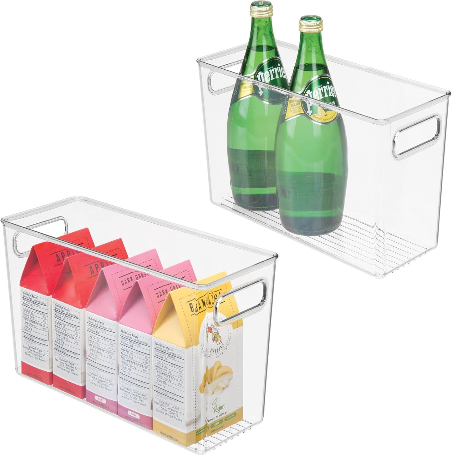 iDesign Tall Plastic Storage Bin with Handles for Fridge or Freezer - Set of 2 - Clear - Made in USA